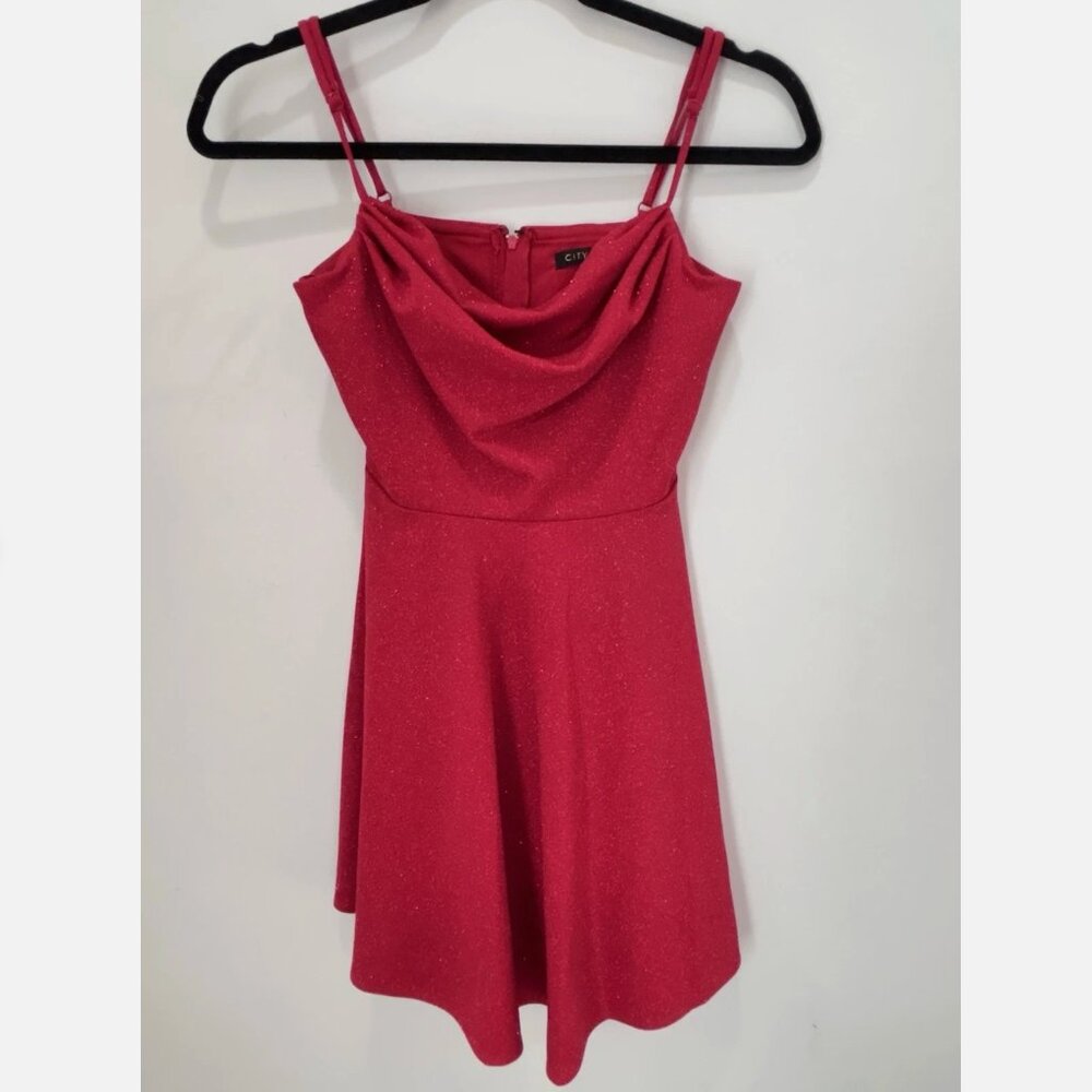 City Vibe Red Sparkly Evening Party Dress Homecoming Formal Junior Size 3 *F47
